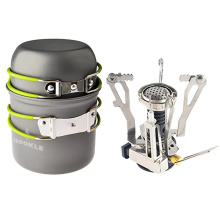 Camp Stove, Ultralight Portable Outdoor Camping Stove Hiking Backpacking Picnic Cookware Cooking Tool Set Pot Pan